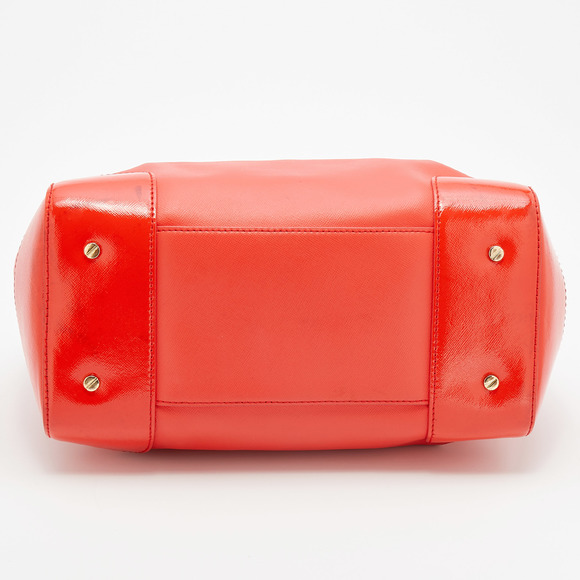 TORY BURCH Orange Leather Robinson Middy Satchel - Picture 6 of 8